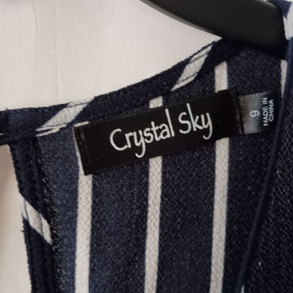 Crystal Sky Jumpsuit Black White Striped Size 9 Open Back Tie Cropped - Picture 5 of 8